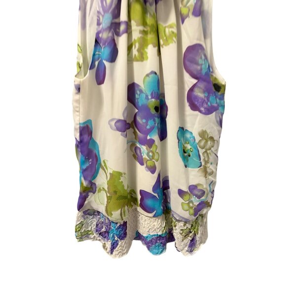 Dressbarn Floral Halter Top With Ruffled Hem Size L Flower Print Sleeveless top - Picture 5 of 12